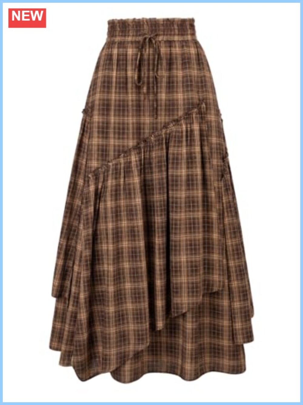Flowy Tiered Maxi Skirt with Pockets Elastic Waist